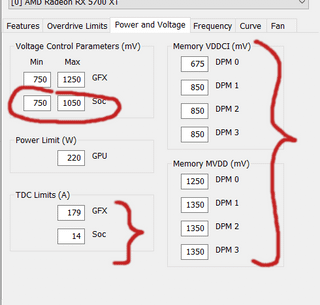 Should I touch the highlighted values? If so, by how much? Looking to oc my 5700 xt, especially the memory