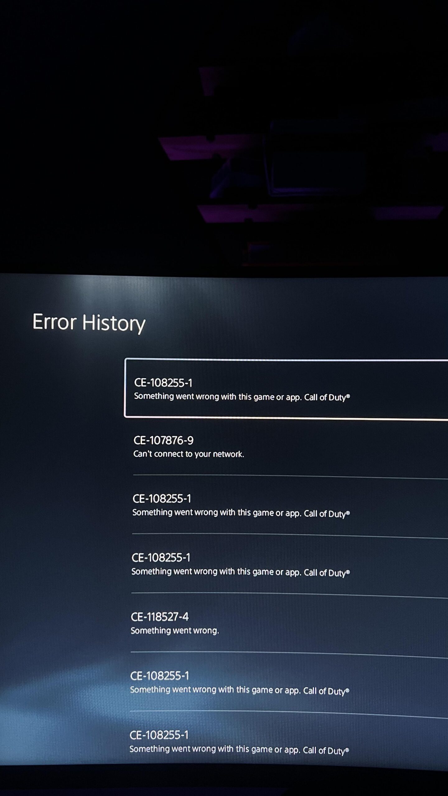 Game closing Error CE-108255-1 Game closing Error CE-108255-1