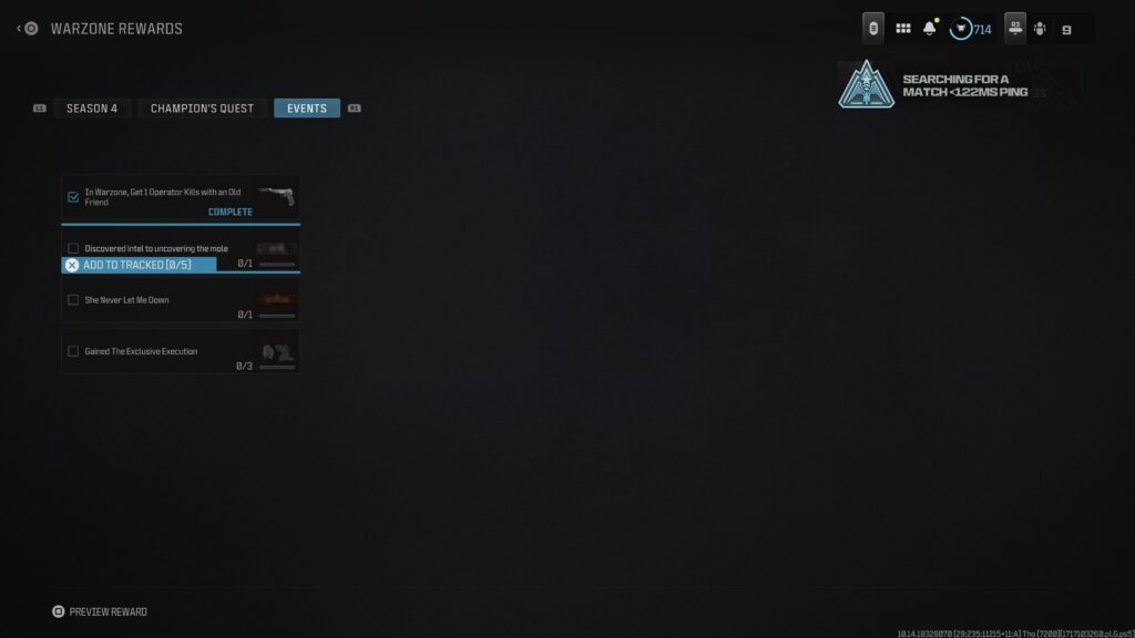 New Events Tab for Warzone Rewards