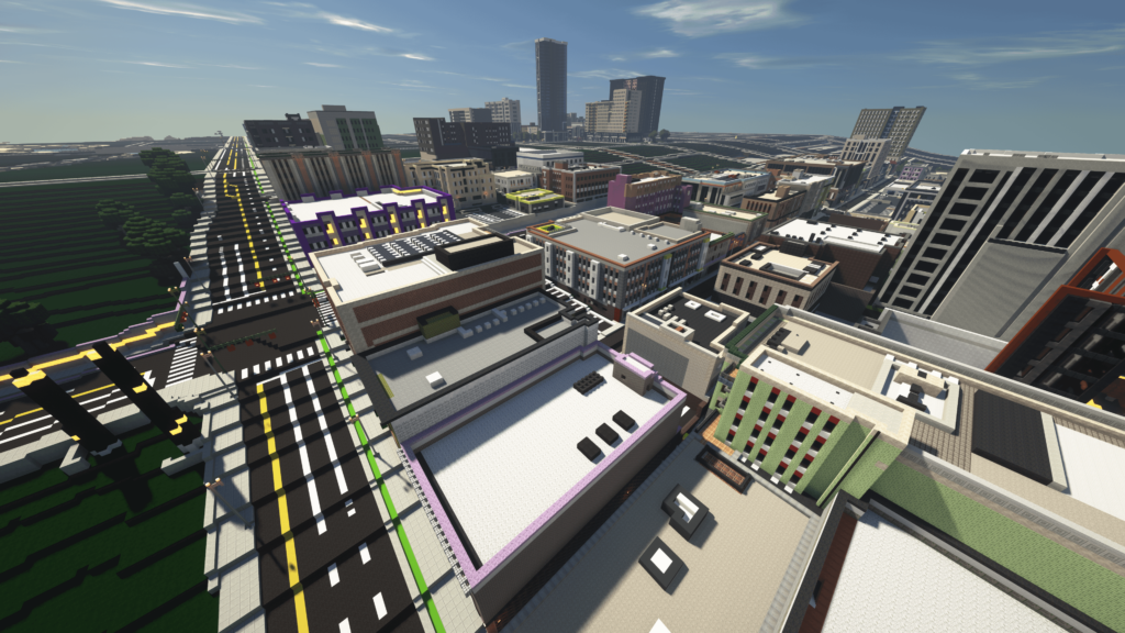 Screenshot of where I am currently building in my Minecraft City.