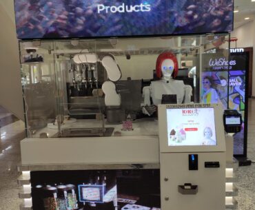 A robot icecream booth at the local mall