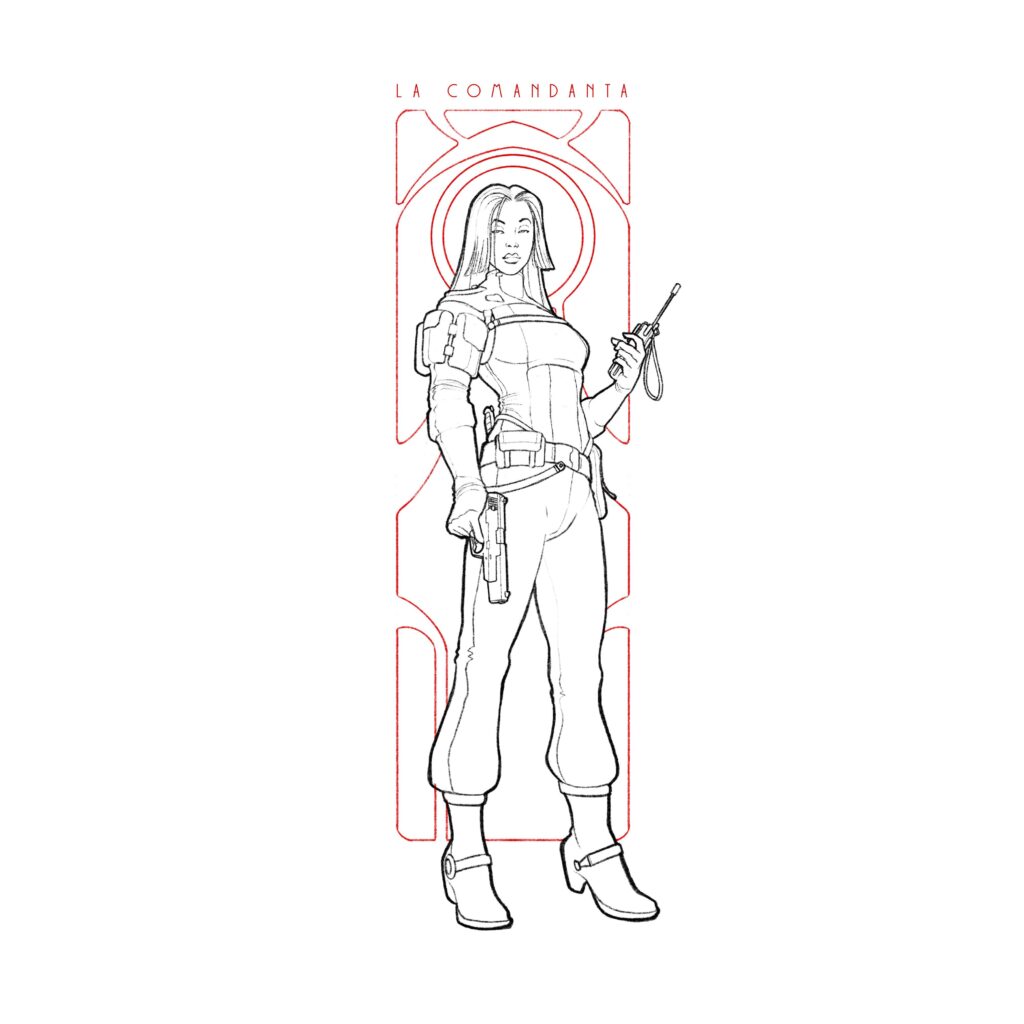 La Comandanta. Leader of a paramilitary bandit gang on a prison planet. By me.