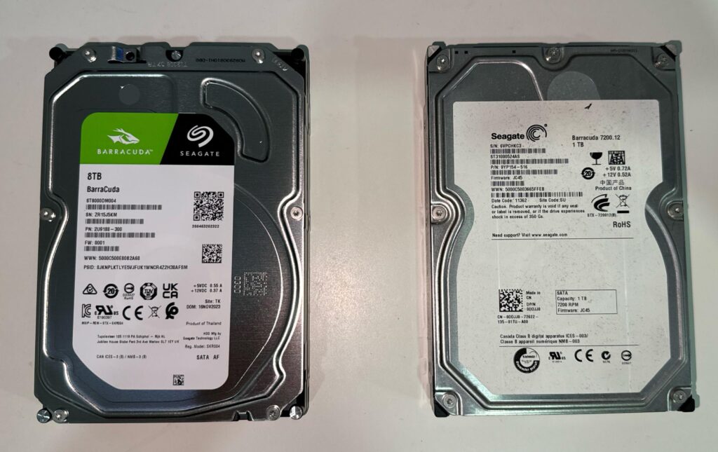 Difference between a brand new 8TB barracuda and a 10 year old 1TB barracuda.
