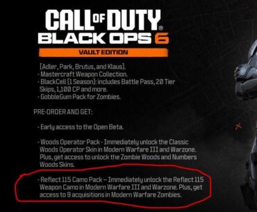 New 115 camo preorder bonus for BO6