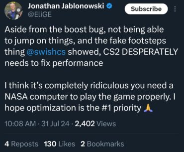 EliGE on CS2's performance issues:
