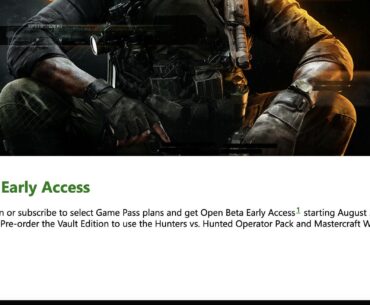 Xbox website appears to have revealed the Black Ops 6 beta dates. Early Access Beta begins August 30th. Open Beta begins September 6th