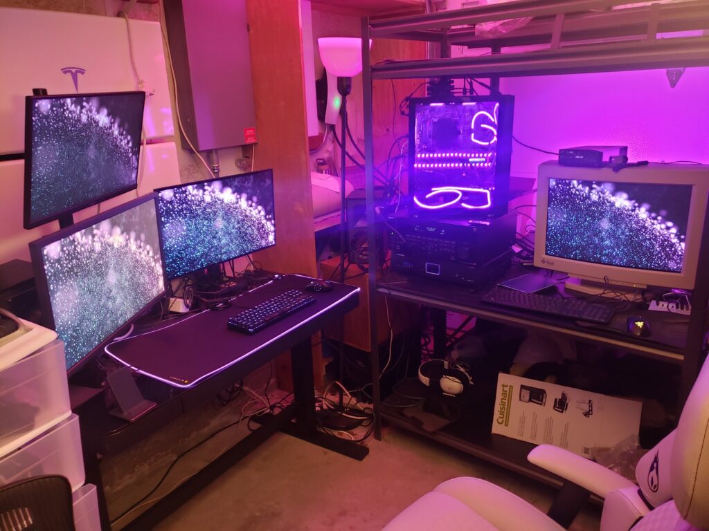 Posted a Few Days Ago But I’ve Made Some Big Upgrades w/Better Photos(mainly a sitting standing desk has replaced the former shitty Costco shelves I was using as a desk plus a couple new components/model numbers of everything in the setup in the comments) Posted a Few Days Ago But I've Made Some Big Upgrades w/Better Photos(mainly a sitting standing desk has replaced the former shitty Costco shelves I was using as a desk plus a couple new components/model numbers of everything in the setup in the comments)