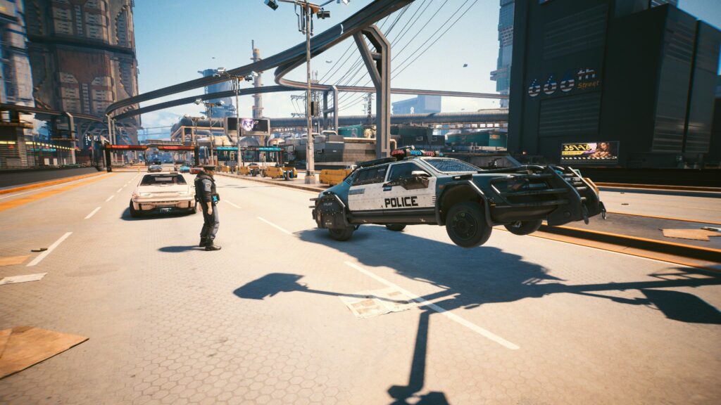 Even the cop looks confused.