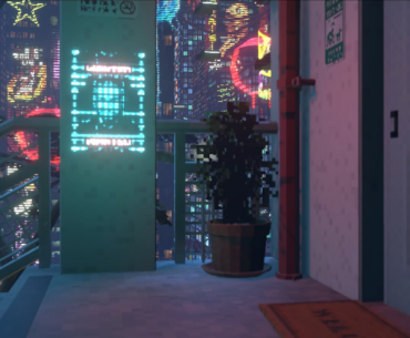 I turned my friends apartment view into a PS1 style Cyberpunk world :p