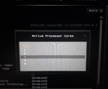 Im pretty sure it said 6 cores before in bios , any tips about why it says 5 now ? In throttlestop it still display 6 and it seems to be working with 6 , just bios problem ? This appeared after throttlestop excessive undervolt and  after a reboot this "error" appeared  thanks