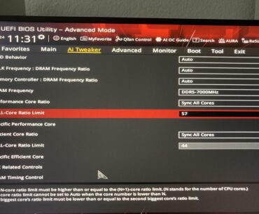 i9-14900k not reaching 5.7GHz with set ratio