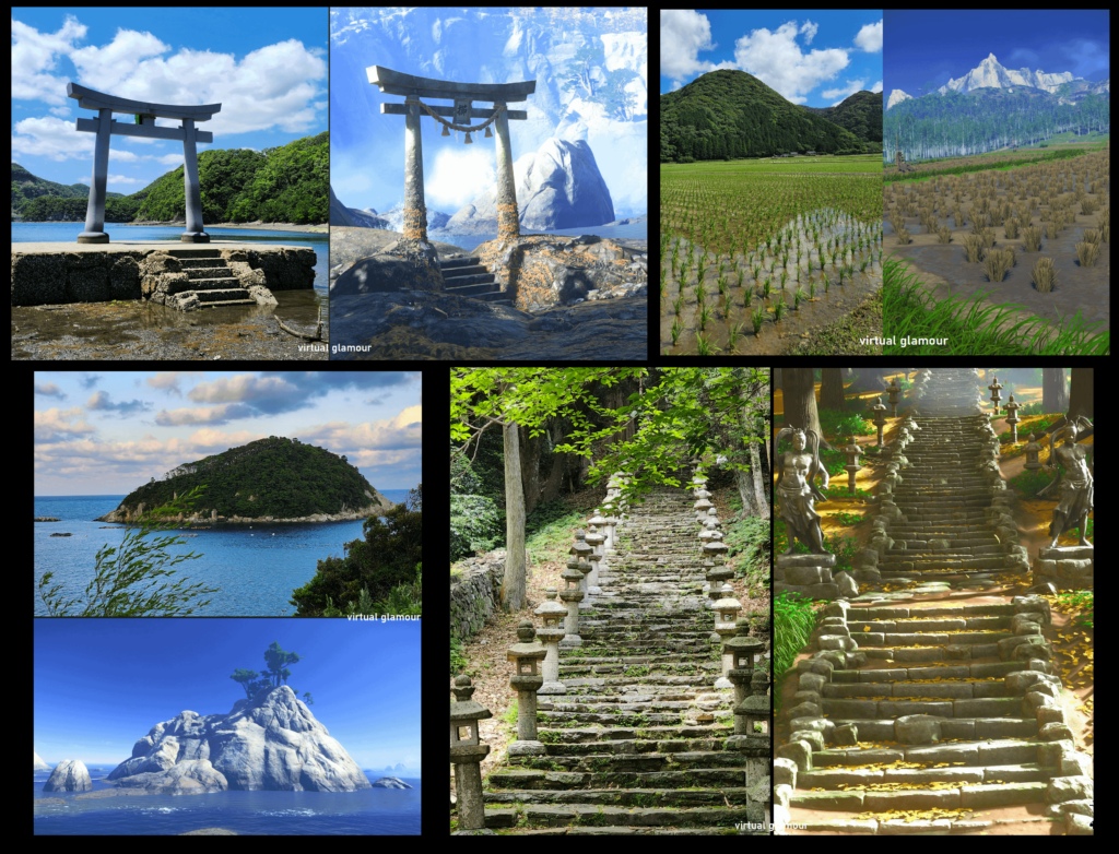 After playing Ghost of Tsushima twice, I finally visited Tsushima Archipelago in Japan this summer. When I got back home I tried my best to line up the same perspective of photos I took inside the game & IRL.