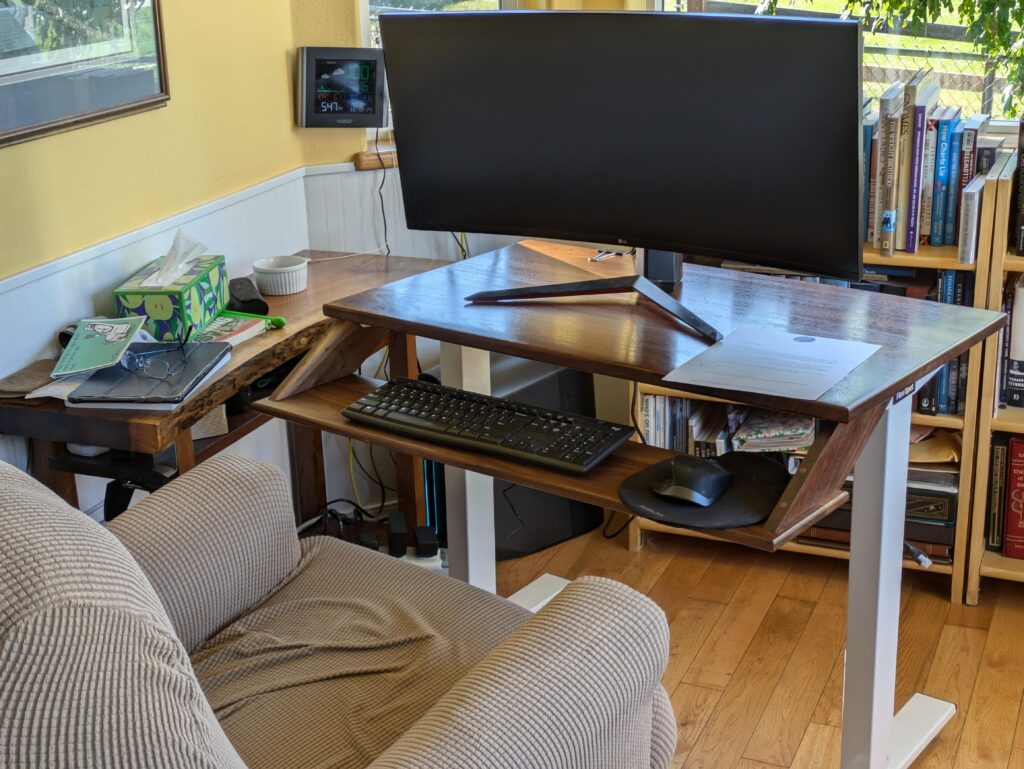 Nice new walnut top/tray for my ever larger monitor!