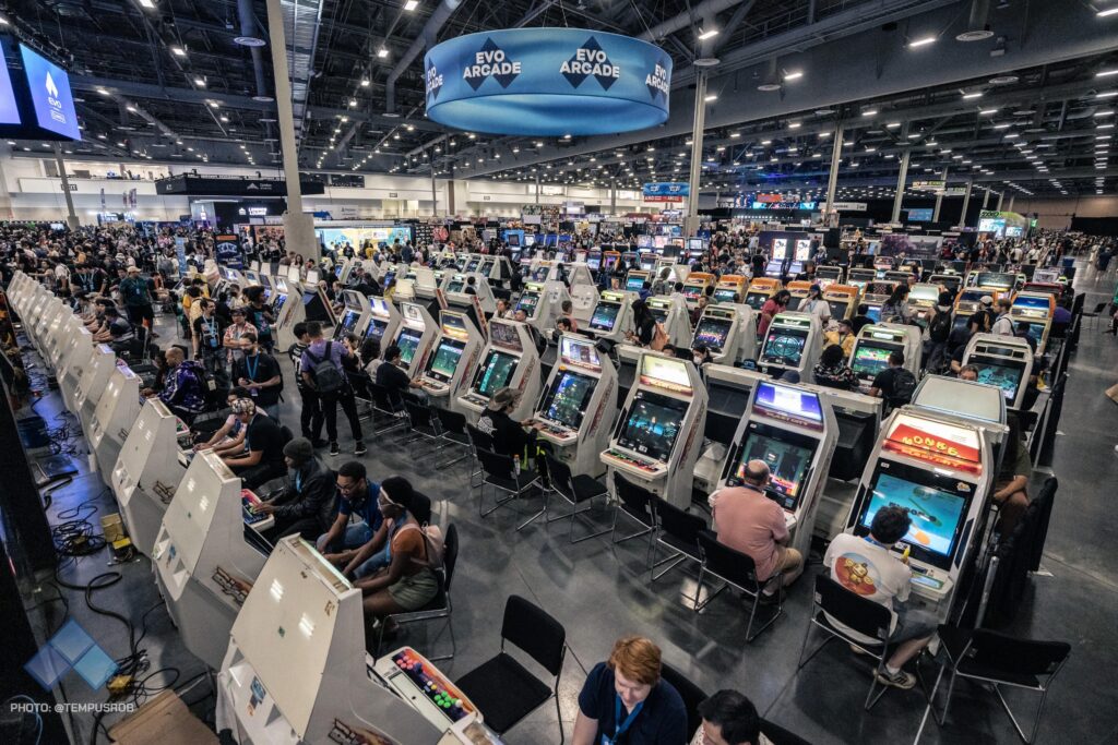 EVO2024 arcade area in Vegas