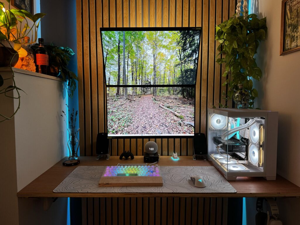 Storage closet converted into cozy dream battlestation