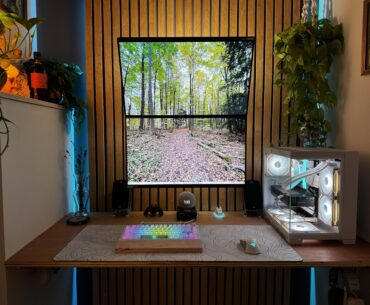 Storage closet converted into cozy dream battlestation