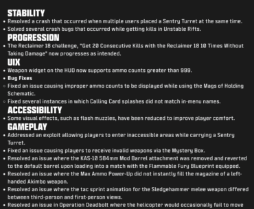 Modern Warfare Zombies - Season 5 Patch Note