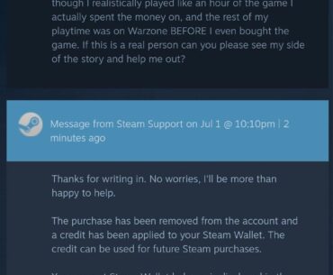Steam support, the most understanding company support of all time