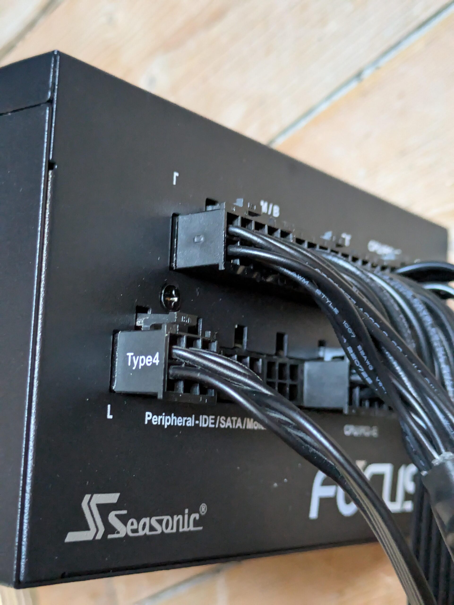 Professional IT installed a Corsair SATA power cable into my Seaonic power supply. I’m lucky my PC didn’t die. Professional IT installed a Corsair SATA power cable into my Seaonic power supply. I'm lucky my PC didn't die.