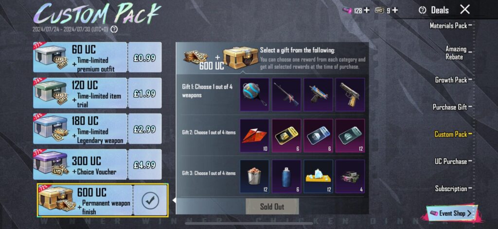 Didn’t realise that buying UC from custom packs doesn’t include the rebate for UC purchased. Didn’t realise that buying UC from custom packs doesn’t include the rebate for UC purchased.
