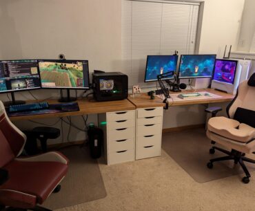 side by side gamer couple setup (IKEA countertop desks)