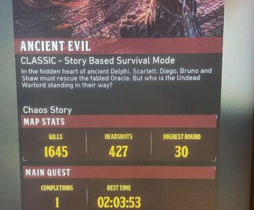 Finally completed the Ancient Evil EE!! Actually my first BO4 EE in general. Now just sad we didn’t get the Library of Alexandria.