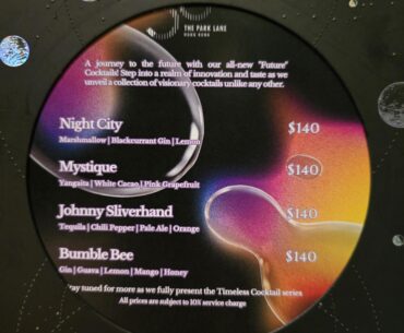 Cyberpunk themed drinks in Hong Kong