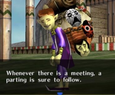 I now interpret this line from Majora’s Mask as “with too many work meetings one cannot wait to quit their job”