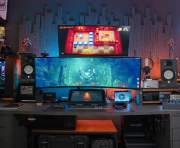 Here's a quick look at my setup with a PC, Mac Studio, and MacBook Pro. Cable management and connectivity can be tricky, but I've found some solutions. Check the comments for a detailed explanation!