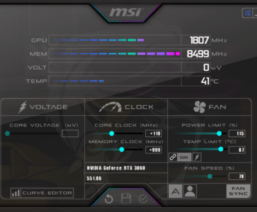 my rtx 3060 overclock