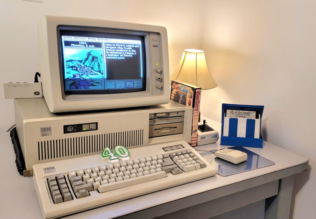 My first battlestation.  We're both over the hill today but still gaming