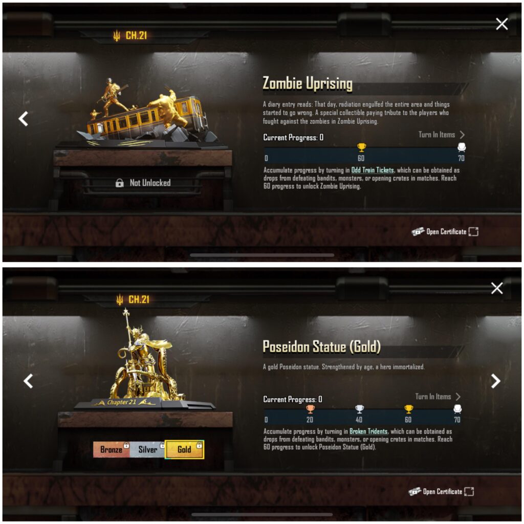 Metro Royale Statue certificate