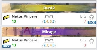 BIG choose to veto the same maps against NaVi and achieve the same result as two days ago