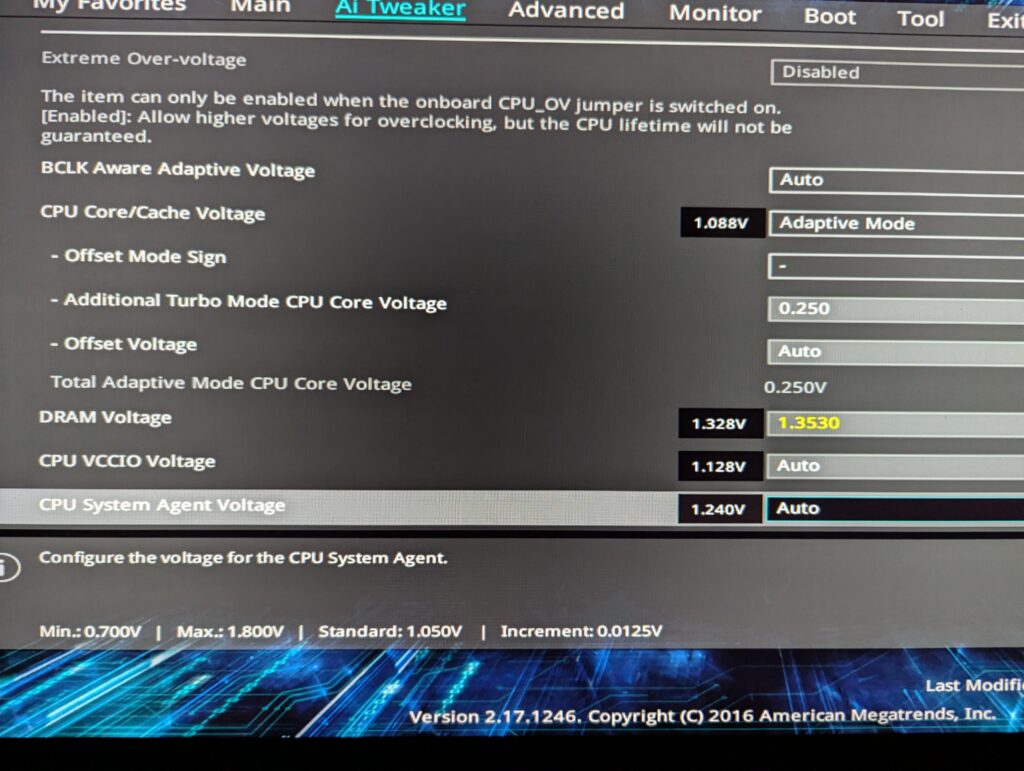 DRAM voltage is yellow