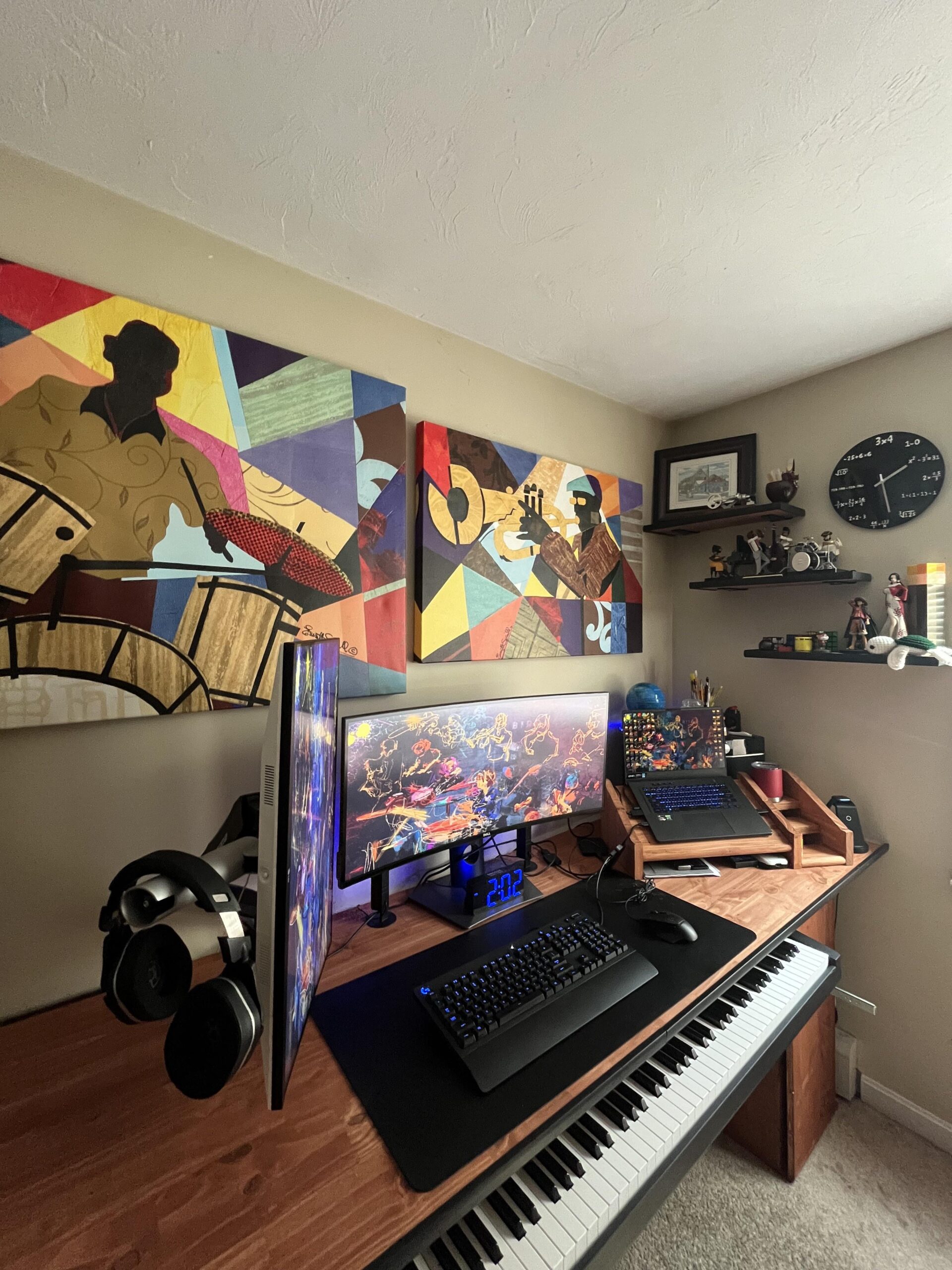 My DIY setup. Desk, laptop stand, and shelves all self-made! My DIY setup. Desk, laptop stand, and shelves all self-made!