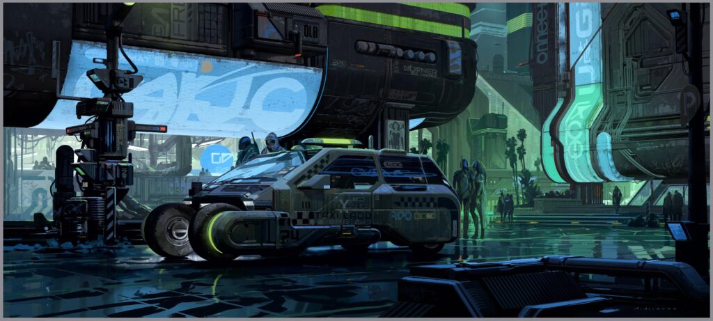 Cyberpunk Street Scene by Matt Allsopp