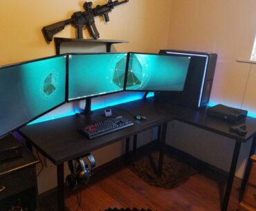 Loving my new computer desk setup with a flat panel display and personal computer. Perfect for streaming and gaming all day long!