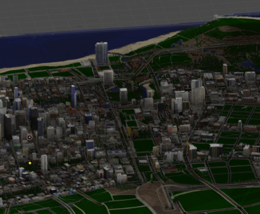 10 square kilometer chunk of my Minecraft City imported into Blender. (Image may be a little dark)