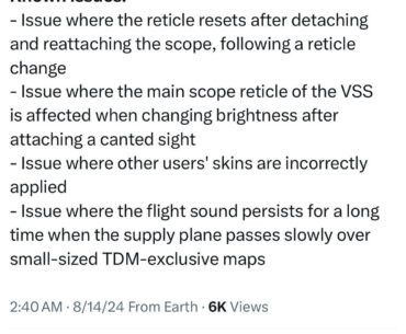 RELEASE NOTES: reticle issue etc. you’re welcome.