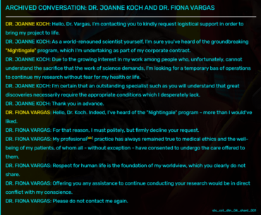 Joanne Koch of Biotechnica is so evil that even Fiona Vargas from the Sports Academy in Dogtown wants nothing to do with her...
