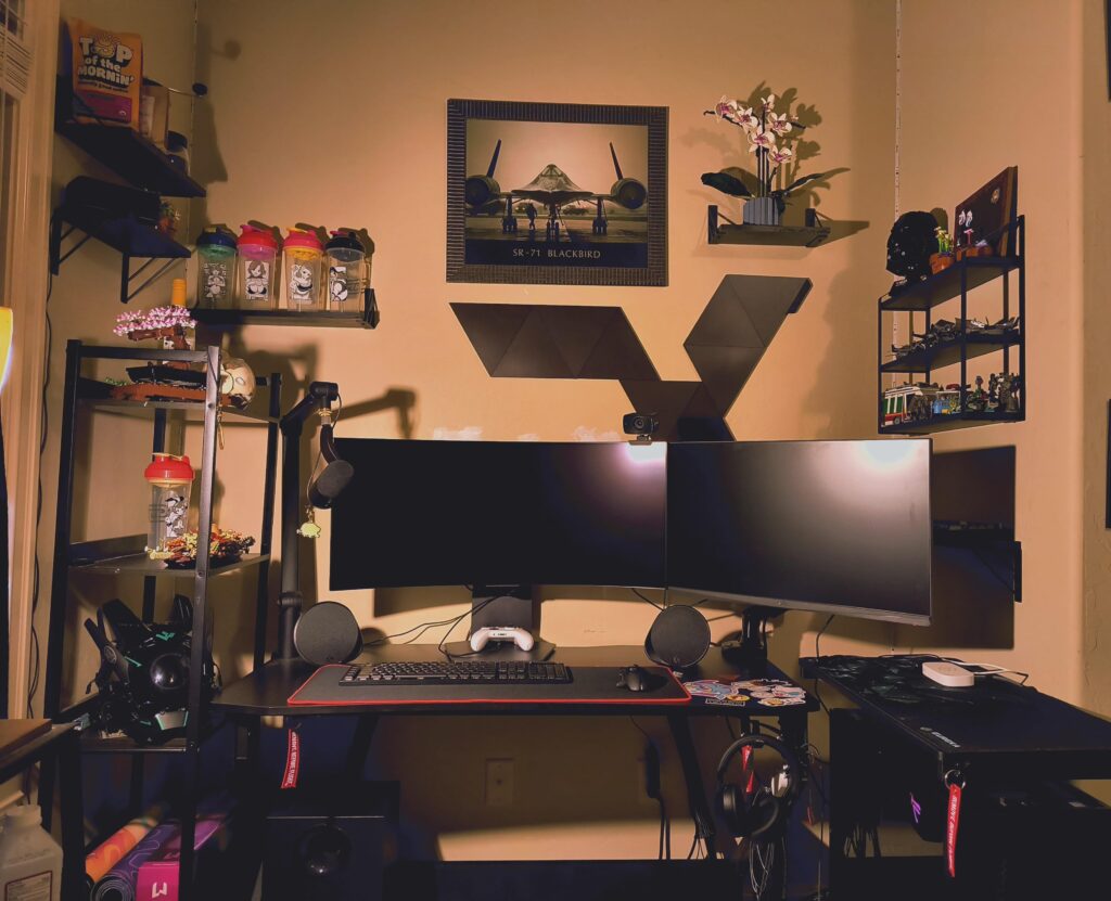 Decided to show reddit my setup without all the fancy lights. Tbh I think it could be better, but overall I'm pretty happy with it!