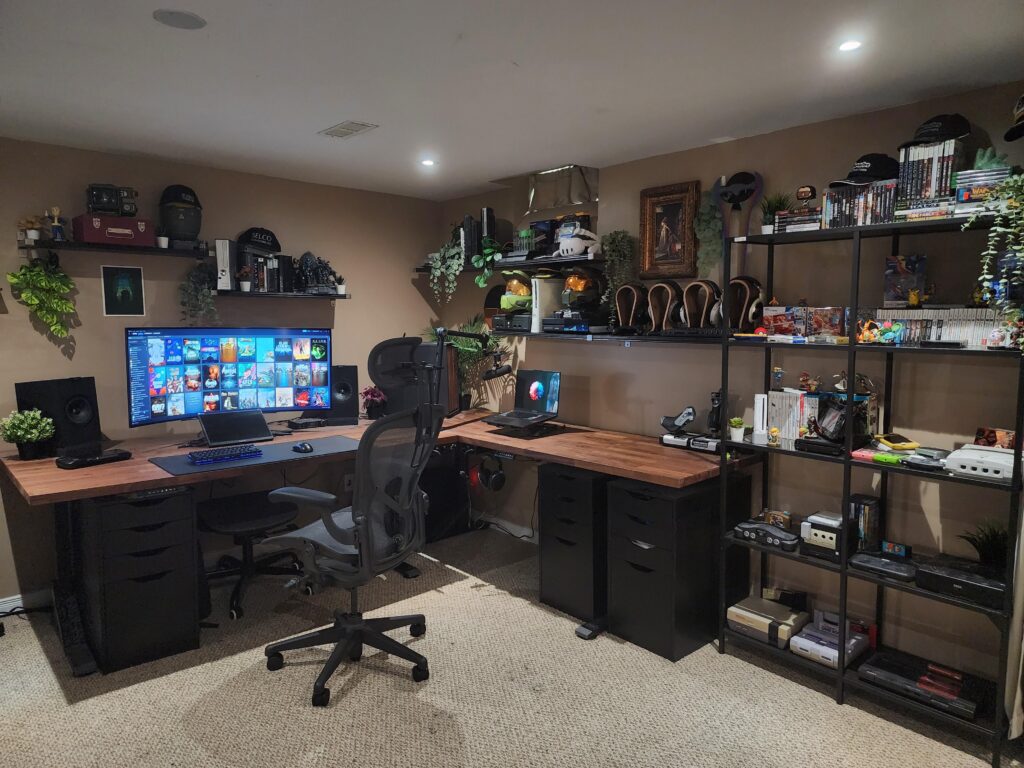 Bought some fake plants and consolidated my game collection into my battlestation.