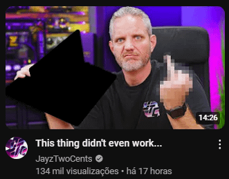 Does "this" even work -- meaning, giving titles like that to videos? I'm subscribed to JayZTwoCents, but I see myself clicking on their videos much less frequently than on other techtubers', like MKBHD, LTT, GN, Hardware Canucks, you name it, exactly because they don't name it.