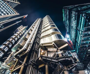 Cyberpunk London - Cheese Grater, Lloyd's Building and WTW building.