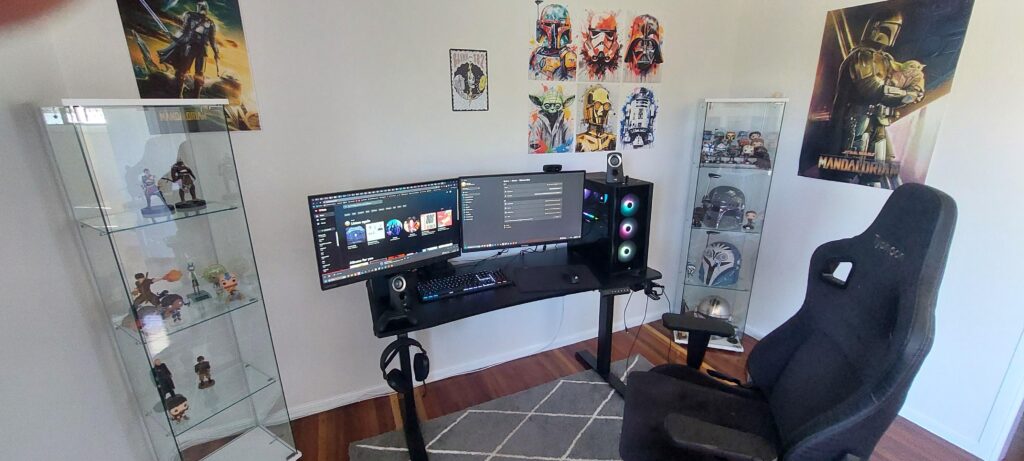 Rate my setup, still a work in progress. Mainly bling for my left display cabinet and some wall decor but she's going good. So far it's costed me quite a bit of money 😅