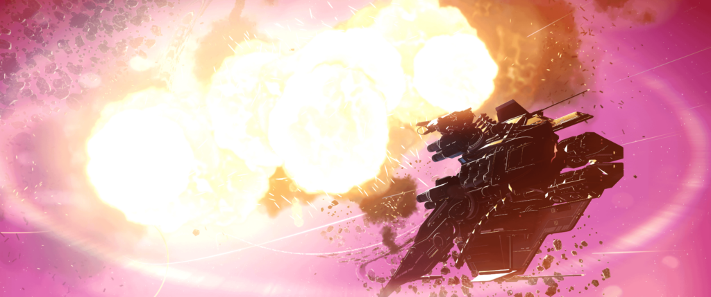No Man's Sky's photo mode is neat, here is a post space battle screenshot