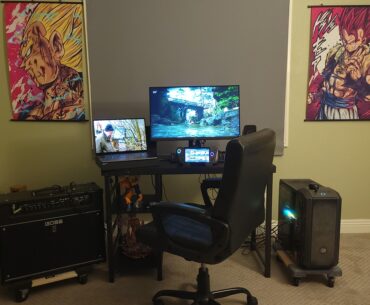 My "office," where I do 90% gaming and 10% work across three PCs