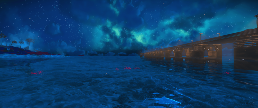 I've built a pier on some planet in No Man's Sky just to take this screenshot