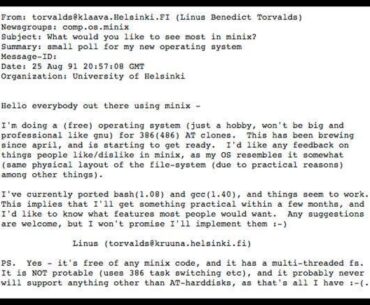 Happy anniversary to the original Linux announcement by Linus Torvalds!