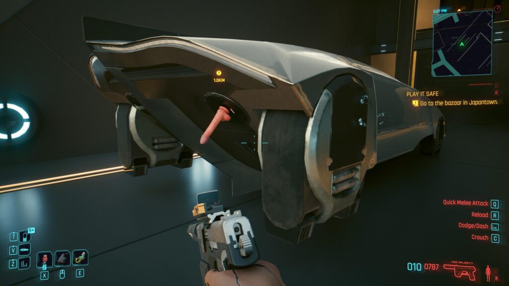 Found a dick stuck on a flying car :D